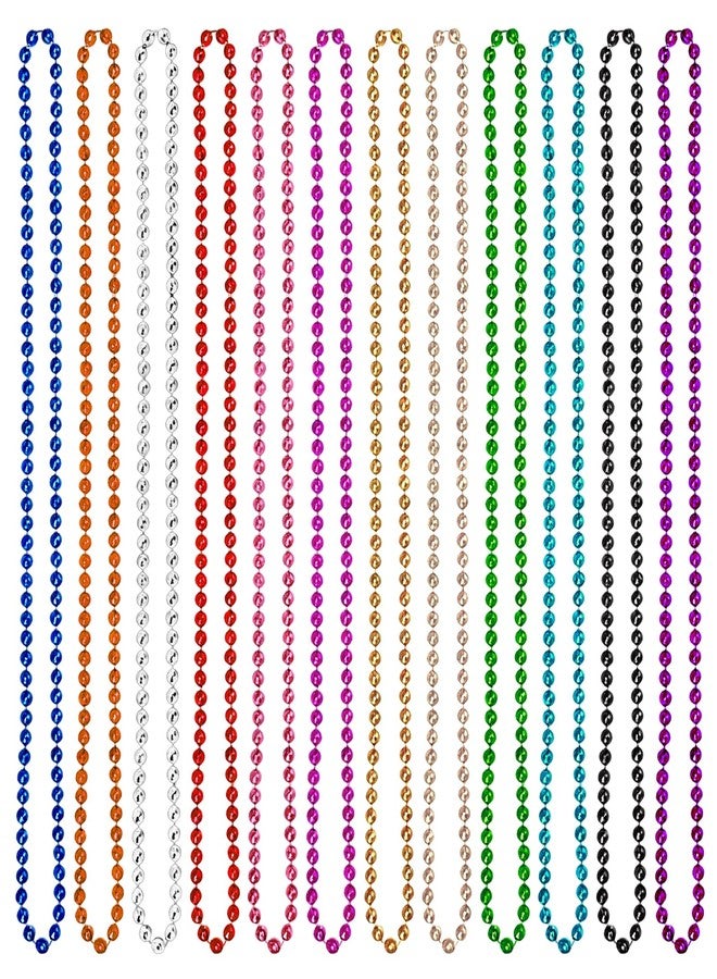 WEOXPR 12 Pieces Colorful Faux Pearl Bead Necklaces Bulk,Multi Color Mardi Gras Beads Necklace 32 Inch,Faux Pearl Necklaces for Women Wedding Birthday Accessory for Party Decorations - Image 1